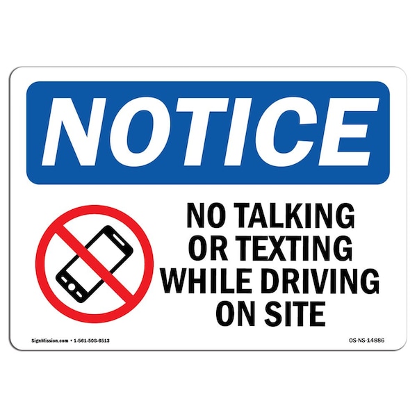 Sign, 3.5" H, No Talking Or Texting While Sign, Landscape, NS-D-35-L-14886-10PK
